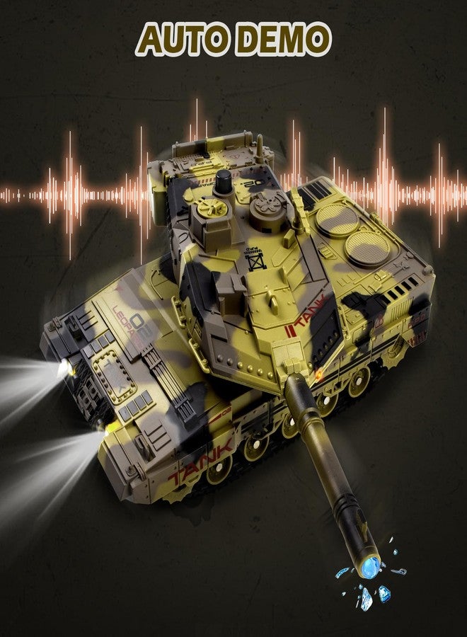 Supdex 1/24 RC Tank -2.4Ghz Remote Control Army Tank with 360°Rotating Turret, Auto Demo, Sound & Smoke & Light, Military Vehicles Model Gift for Boys 6-8 - Image 4
